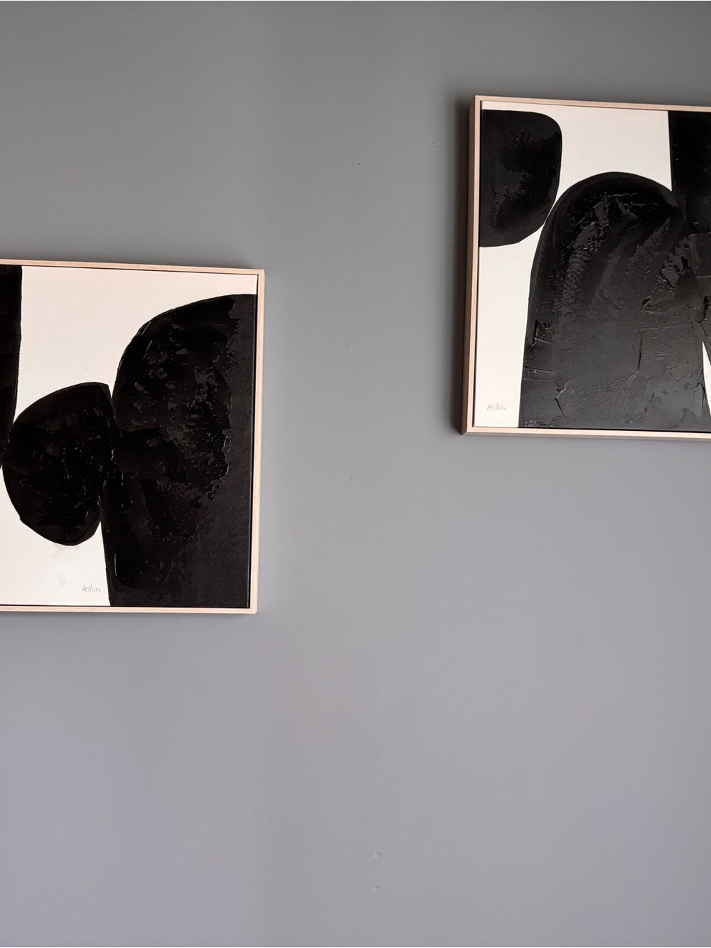 Black Abstract Duo Canvas Wall Art - Minimal Modern Decor